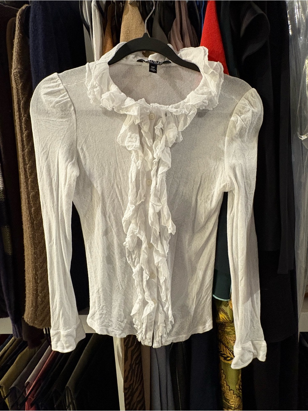 Ralph Lauren Ruffled Front White Women's Blouse